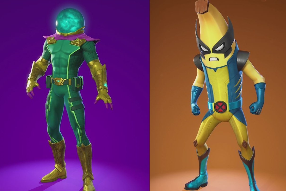 Fortnite Chapter 5 Season 4 battle pass skins list, including Gwenpool, Peelverine, Mysterio, and Shuri