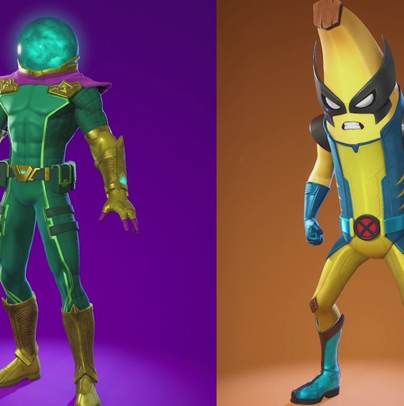 Fortnite Chapter 5 Season 4 battle pass skins list, including Gwenpool, Peelverine, Mysterio, and Shuri